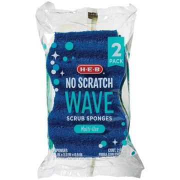 H-E-B No Scratch Wave Scrubber Sponges, 2 pk