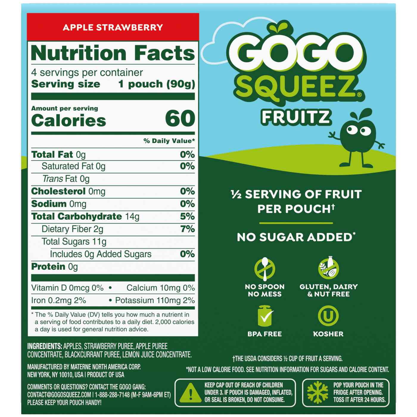GoGo squeeZ No Sugar Added Apple Strawberry Applesauce & Fruit Puree Pouches; image 6 of 9