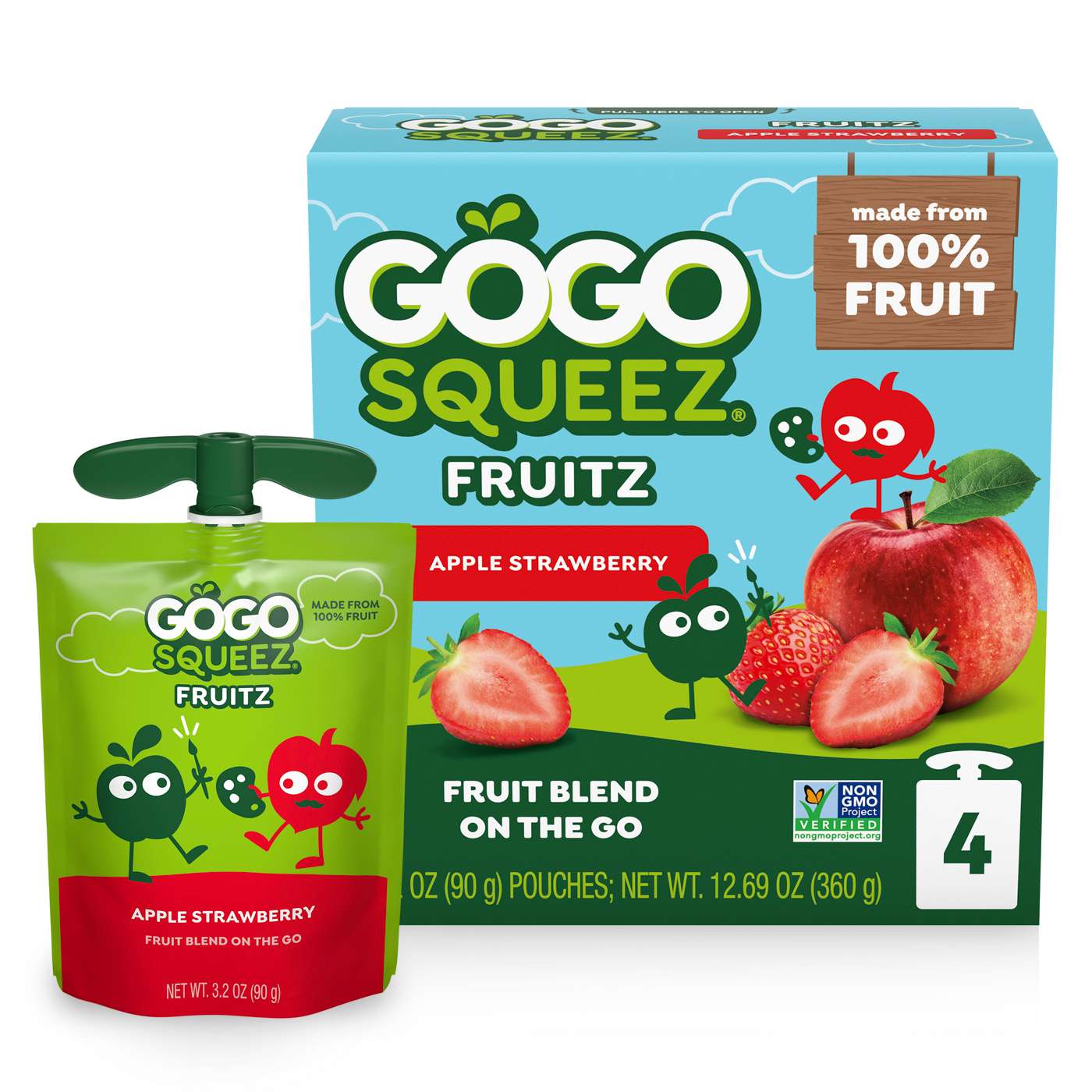 GoGo squeeZ No Sugar Added Apple Strawberry Applesauce & Fruit Puree Pouches; image 8 of 9