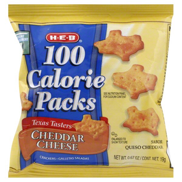 H-E-B Texas Tasters Cheddar 100 Calorie Pouch - Shop Crackers ...