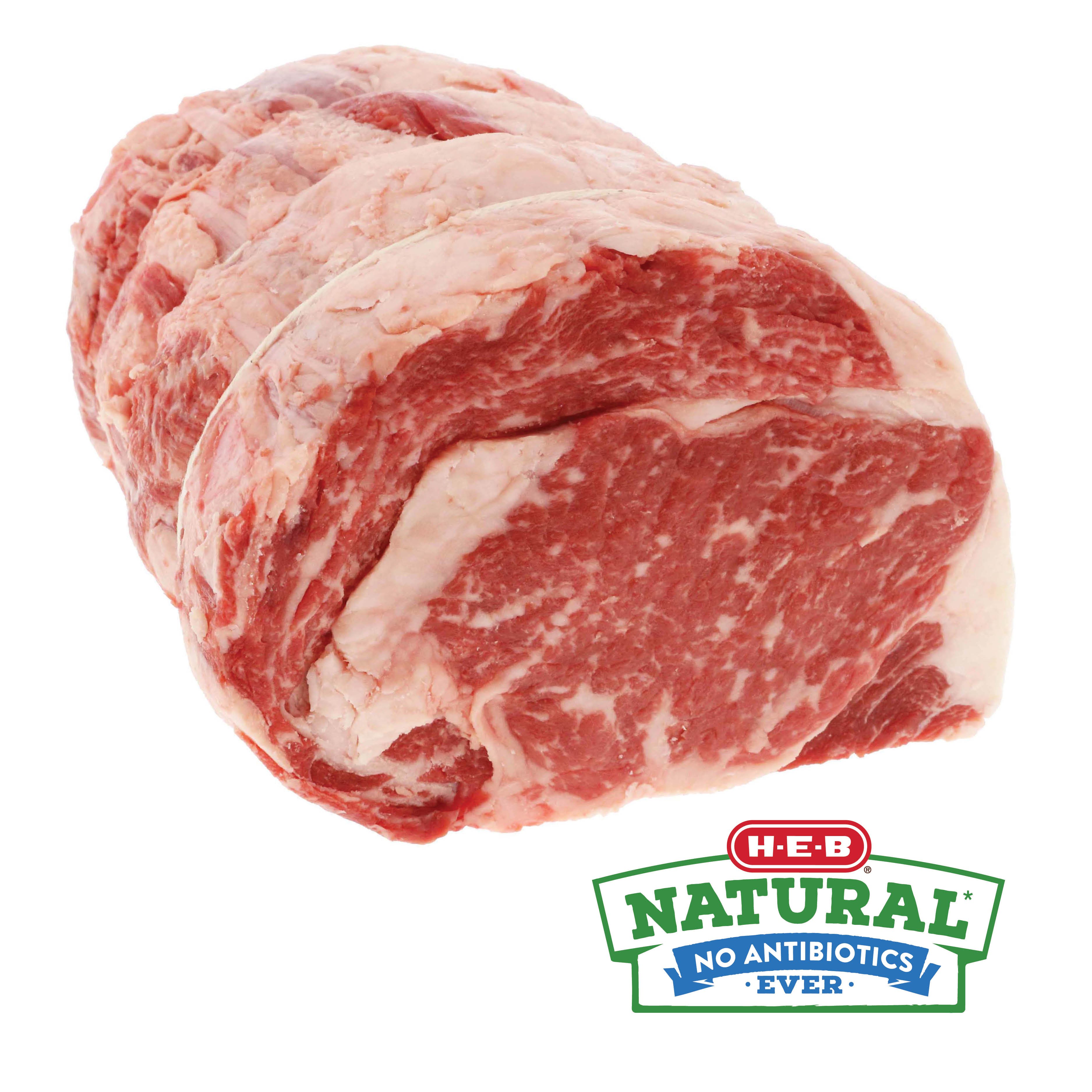 HEB Natural Beef Ribeye Roast, Large End, 3 Rib Boneless, USDA Choice