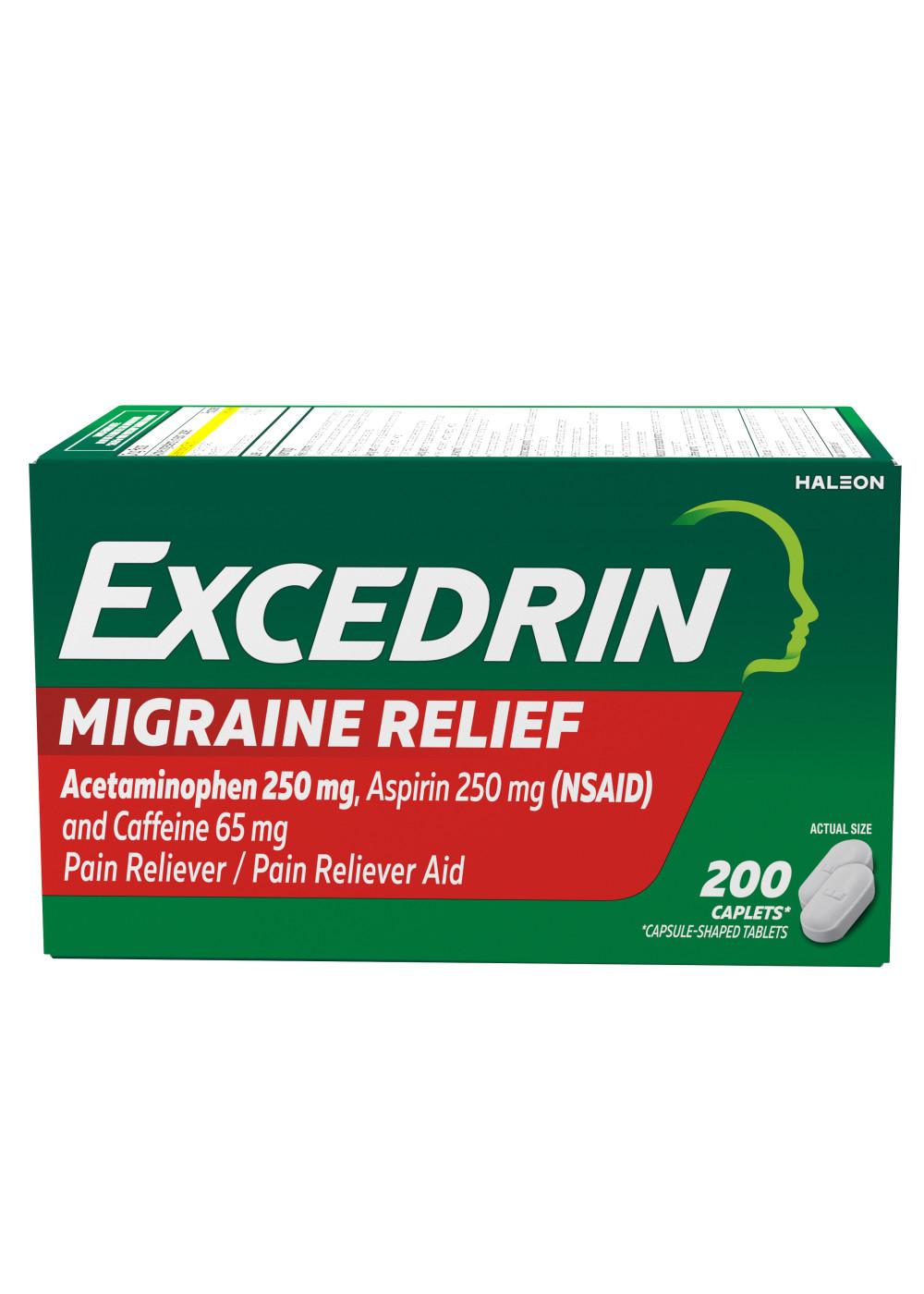 Excedrin Migraine Relief Caplets for Migraine Symptoms, Acetaminophen 250mg, Aspirin 250mg, Caffeine 65mg, Pain Reliever; image 1 of 2