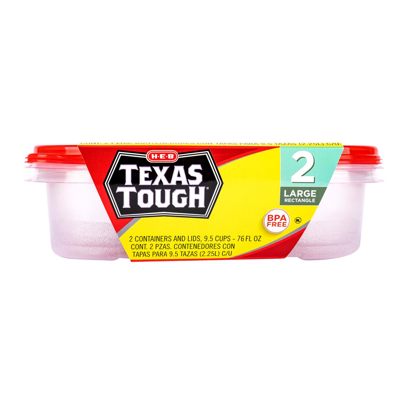 H-E-B Texas Tough Large Rectangle Food Storage Containers with Lids; image 1 of 4