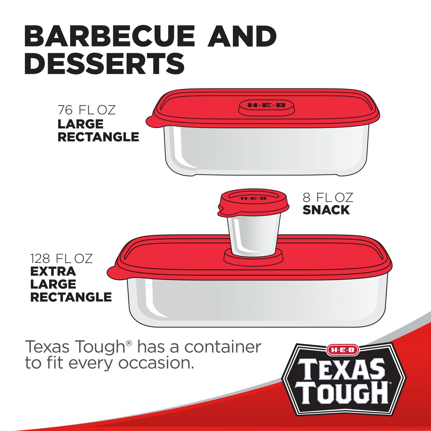 H-E-B Texas Tough Large Rectangle Food Storage Containers with Lids; image 3 of 4