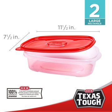 H-E-B Texas Tough Large Rectangle Food Storage Containers with Lids, 2 ct