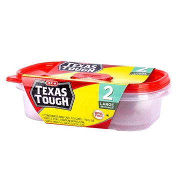 H-E-B Texas Tough Large Rectangle Food Storage Containers with Lids, 2 ct