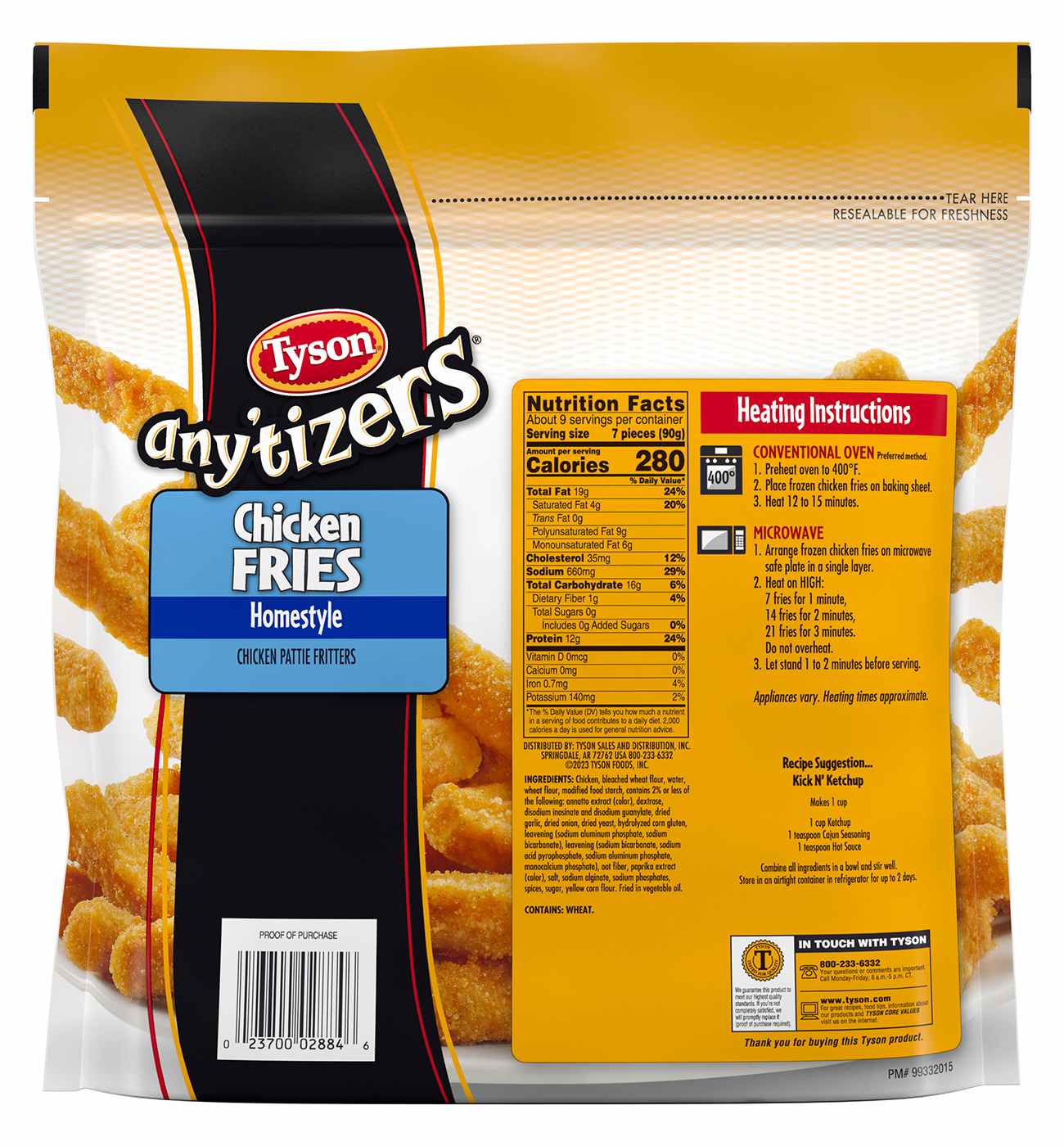Tyson Any'tizers Frozen Chicken Fries - Homestyle; image 2 of 3