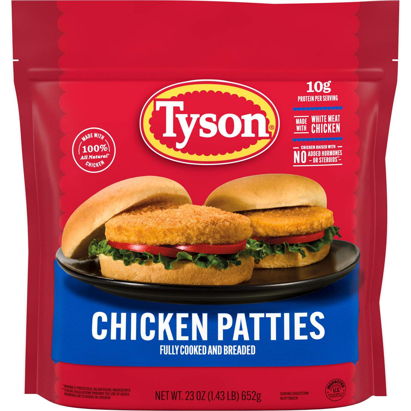 Tyson Fully Cooked Frozen Breaded Chicken Patties; image 1 of 5