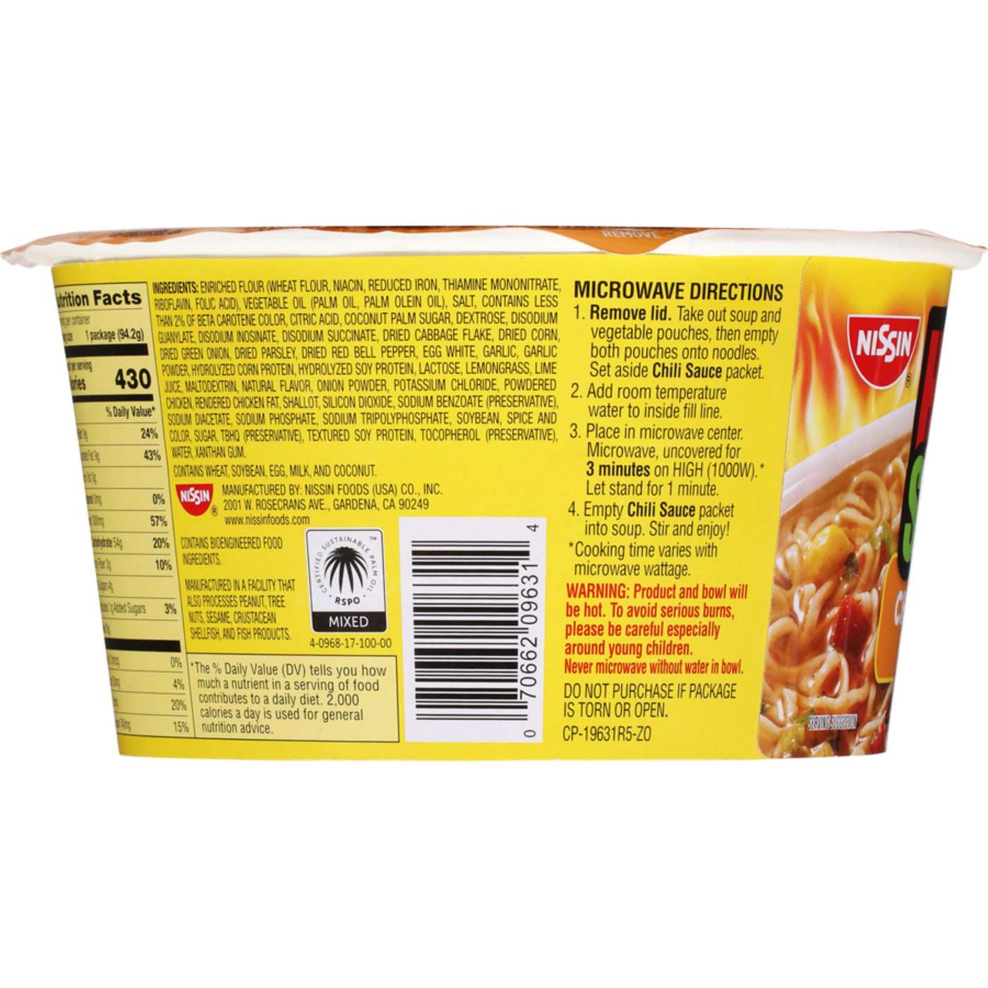 Nissin Hot & Spicy Chicken Flavor Ramen Noodle Soup; image 3 of 6