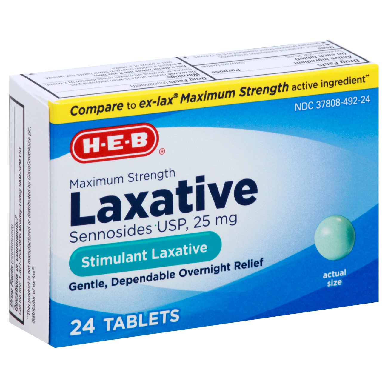 HEB Maximum Strength Laxative Sennosides 25 mg Tablets Shop Digestion