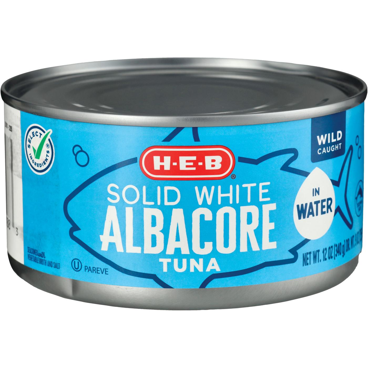 H-E-B Solid White Albacore Tuna in Water; image 1 of 2