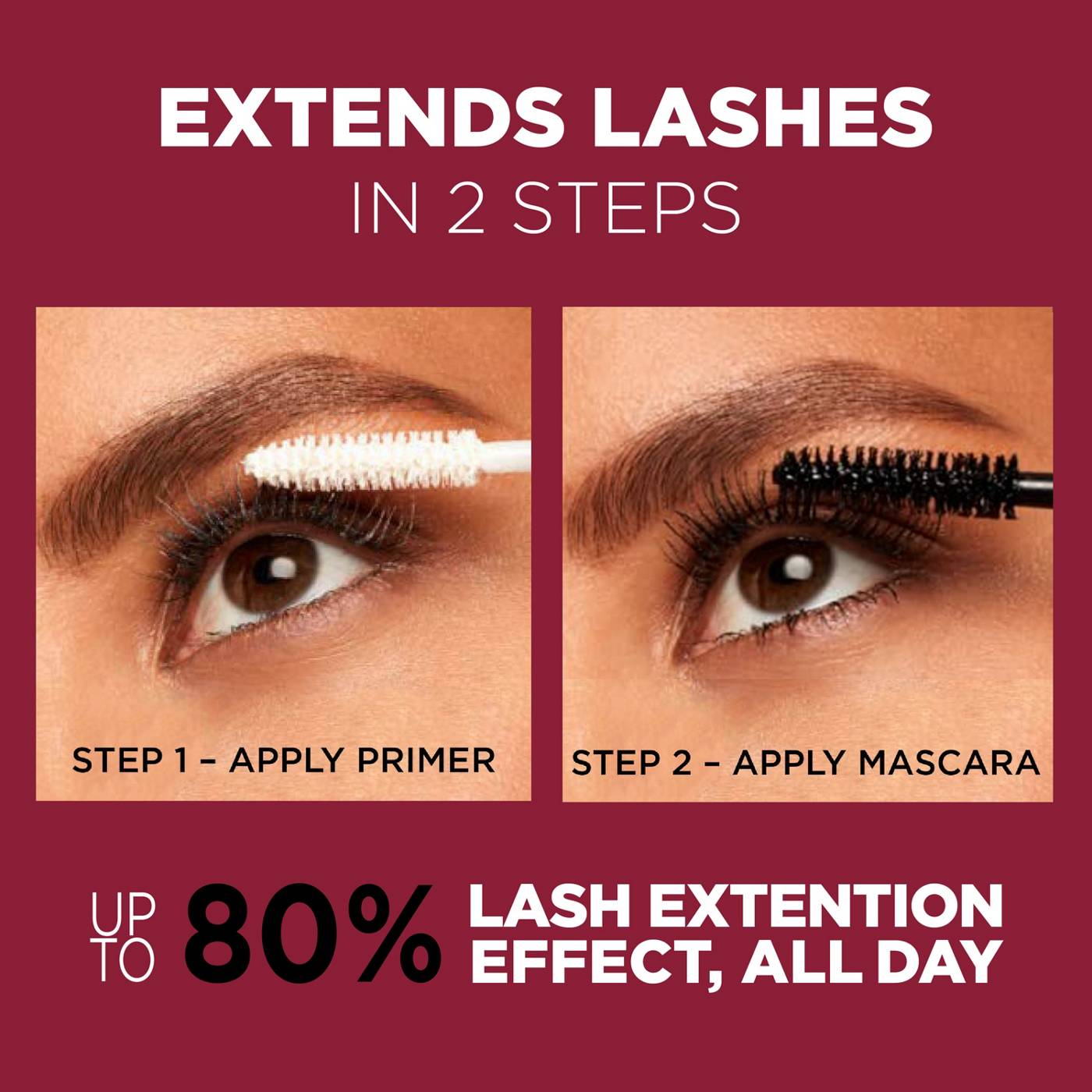 L'Oréal Paris Double Extend Tubing Mascara Lengthening in 2 Steps Blackest Black; image 2 of 3