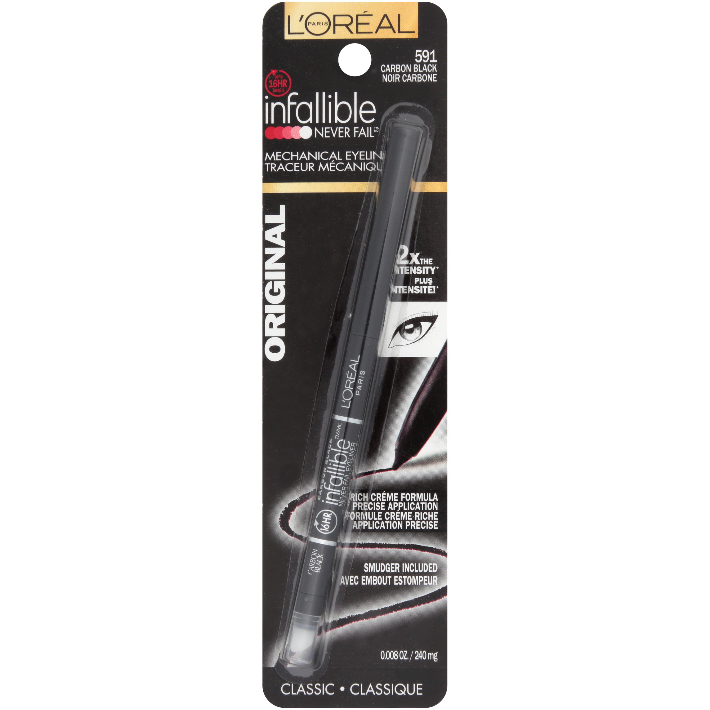 L'Oréal Paris Infallible Never Fail Pencil Eyeliner with Built in Sharpener  Carbon Black - Shop Eyeliner at H-E-B