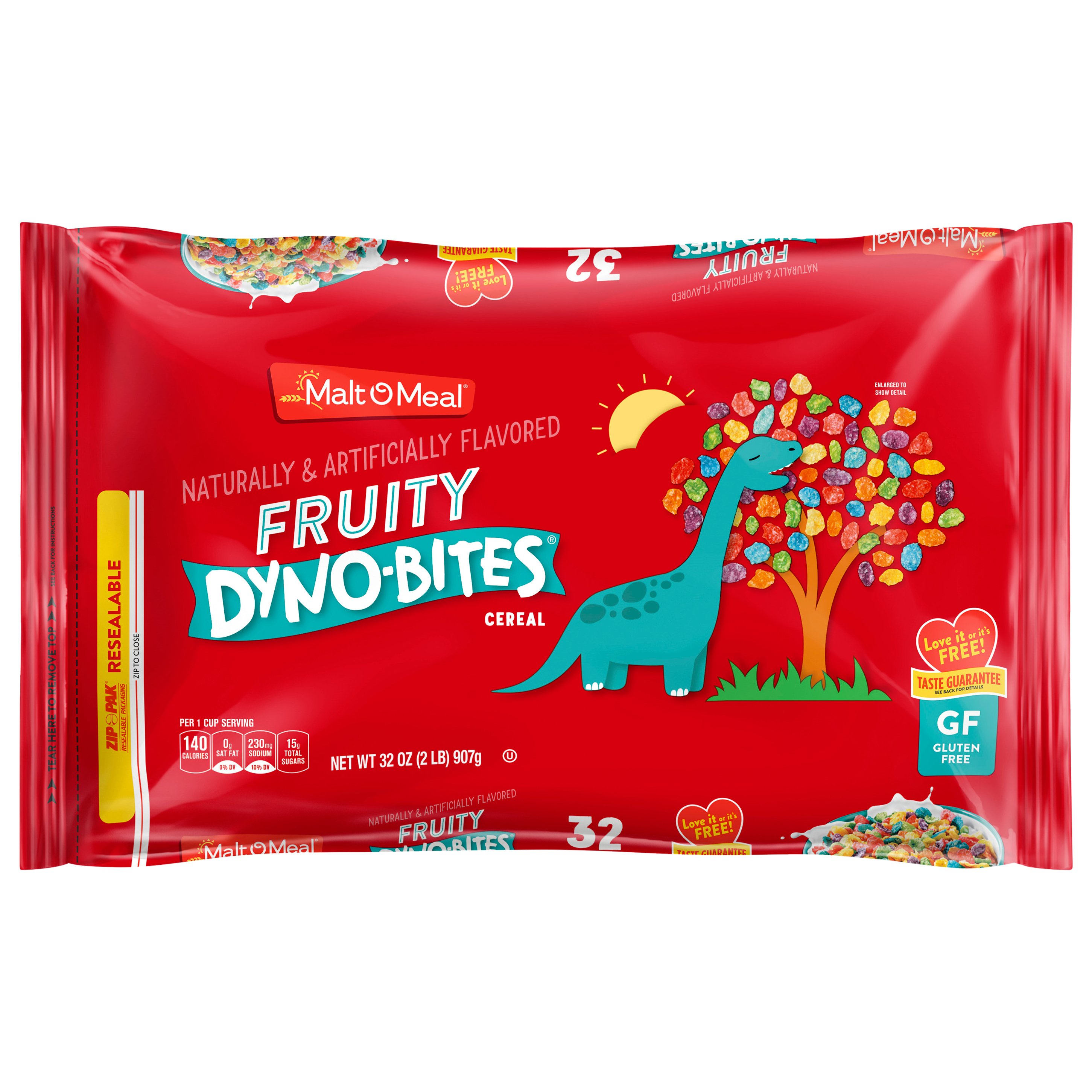 Fruit cereal. Cocoa Dyno-bites.