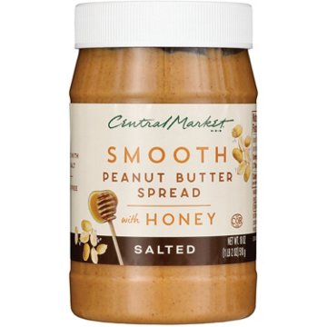 Central Market Smooth Peanut Butter with Honey - Salted, 18 oz