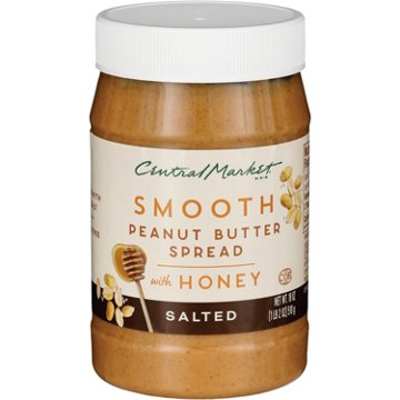 Central Market Smooth Peanut Butter with Honey - Salted, 18 oz