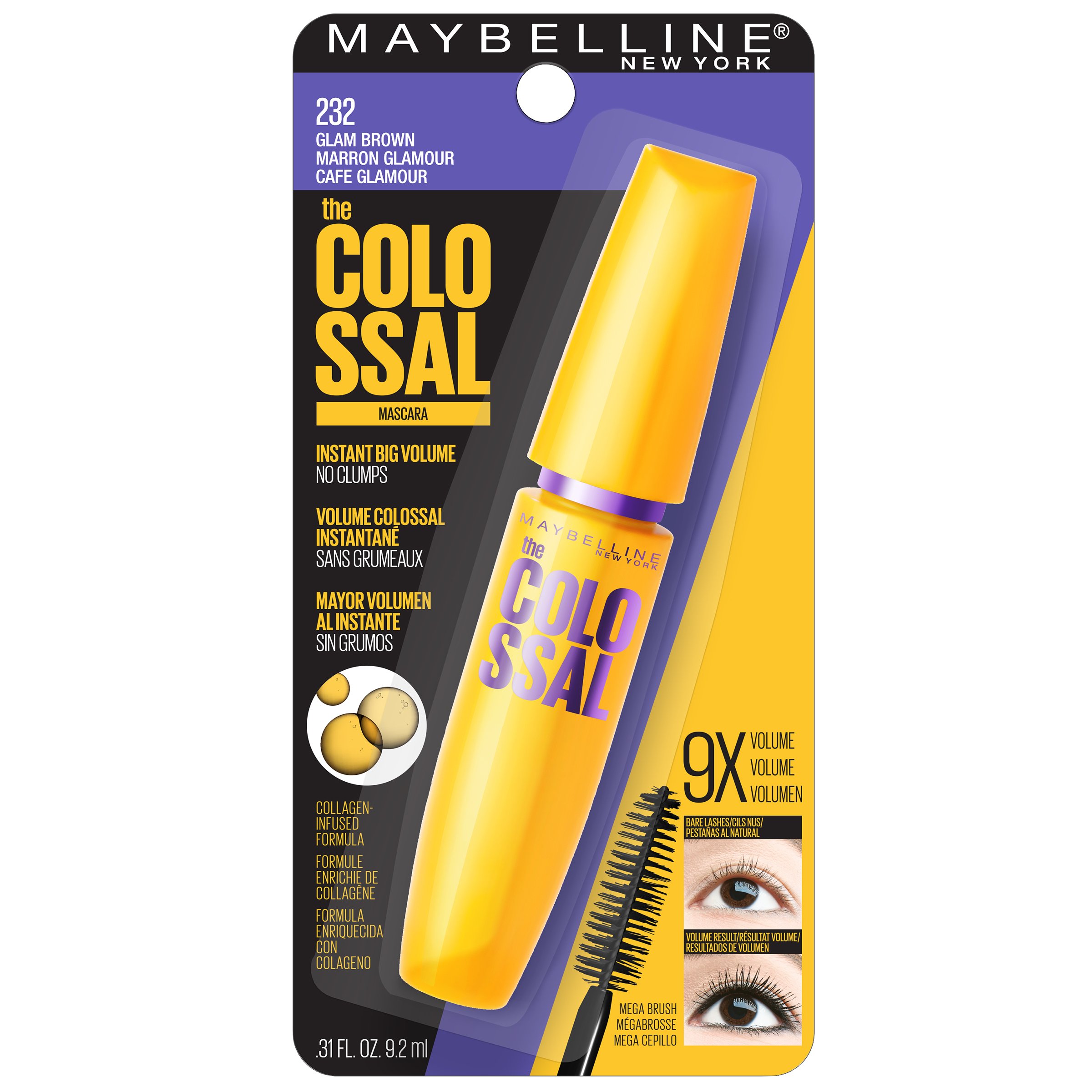 Maybelline Volum' Express The Colossal Washable Mascara, Glam Brown - Shop  Makeup at H-E-B