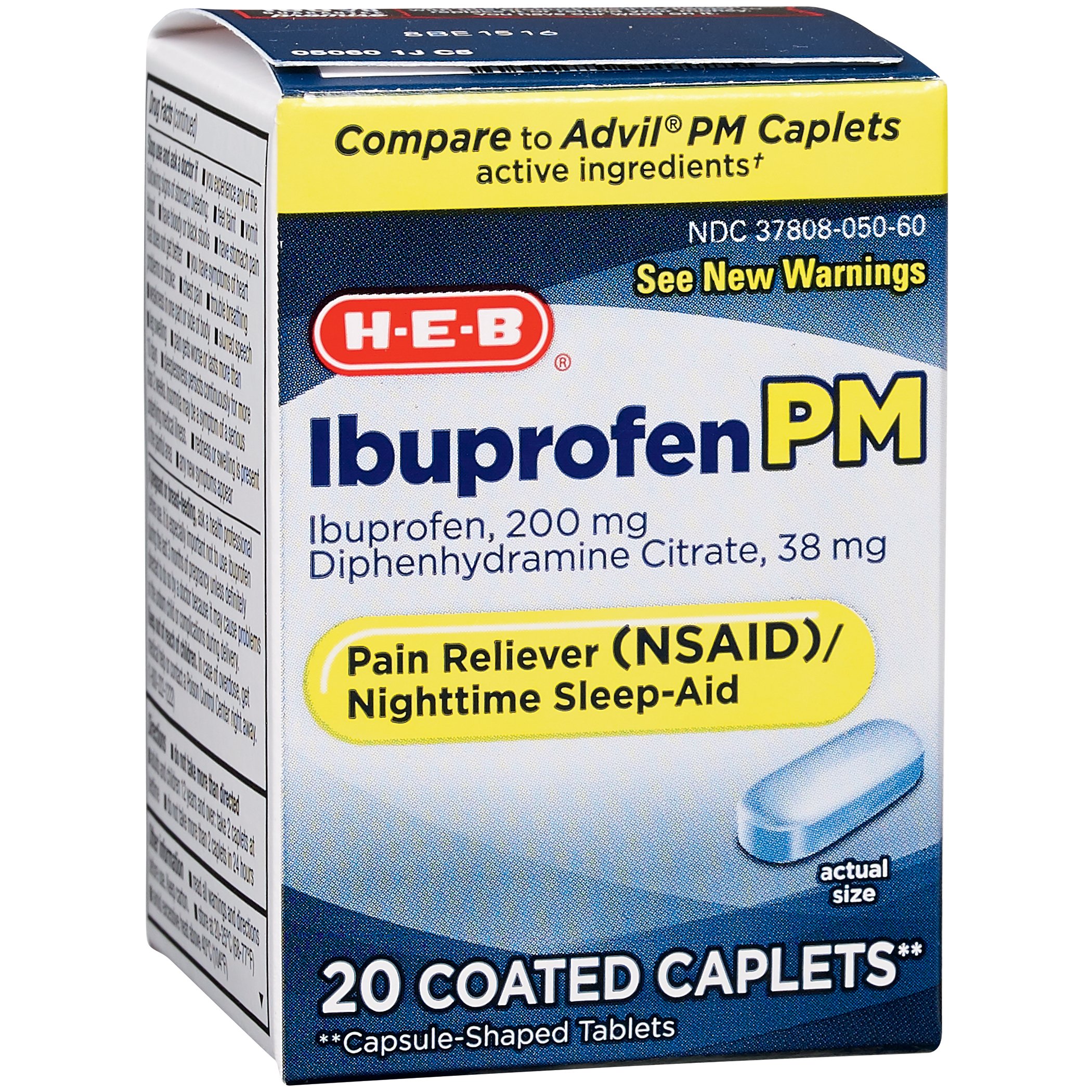 HEB Ibuprofen PM Pain Reliever/Nighttime Sleep Aid Coated Caplets