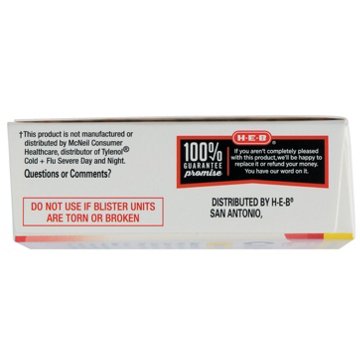 H-E-B Daytime + Nighttime Severe Cold & Flu Caplets - Cool Taste, 24 ct