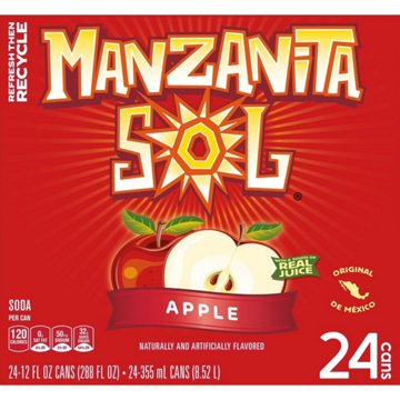 Manzanita Sol Apple Soda Soft Drink Cans 24 pk Cans