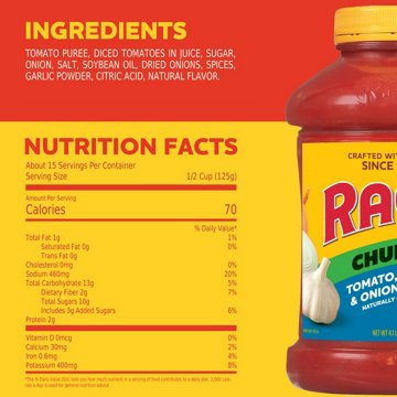 Ragu Chunky Tomato, Garlic and Onion Pasta Sauce, 66 oz