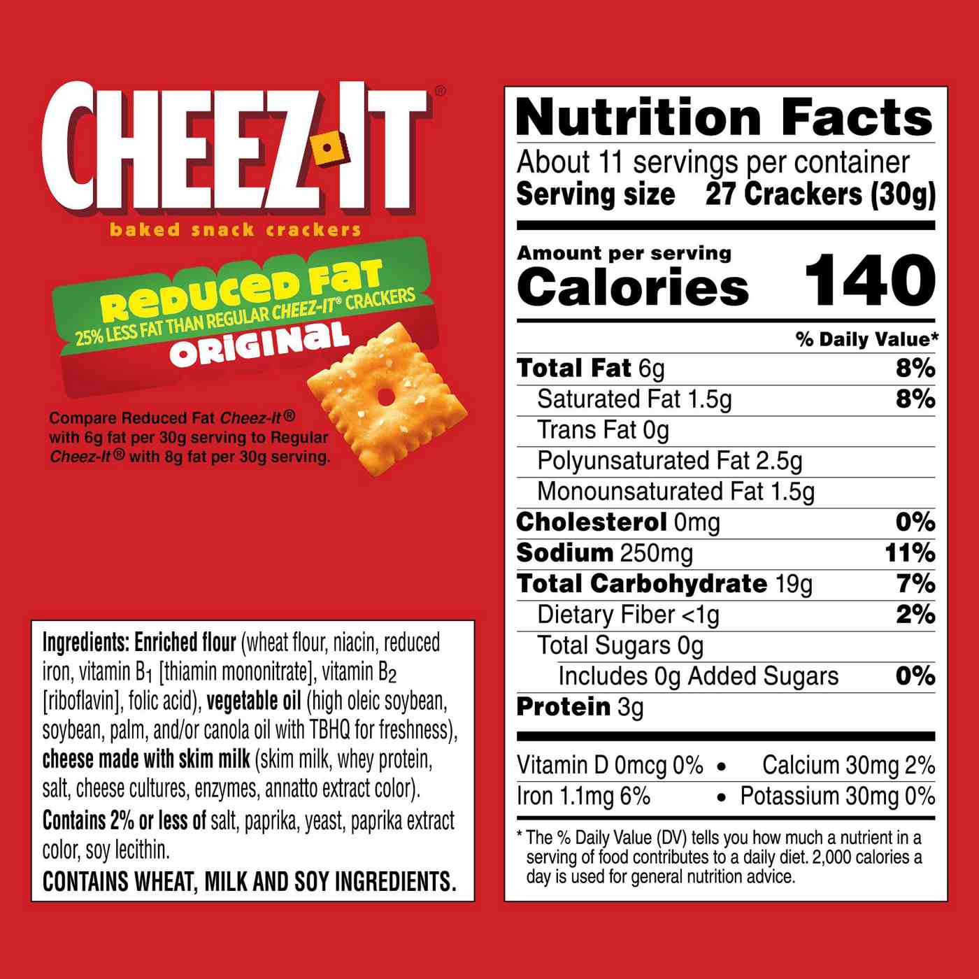 Cheez-It Reduced Fat Original Baked Snack Cheese Crackers; image 2 of 7
