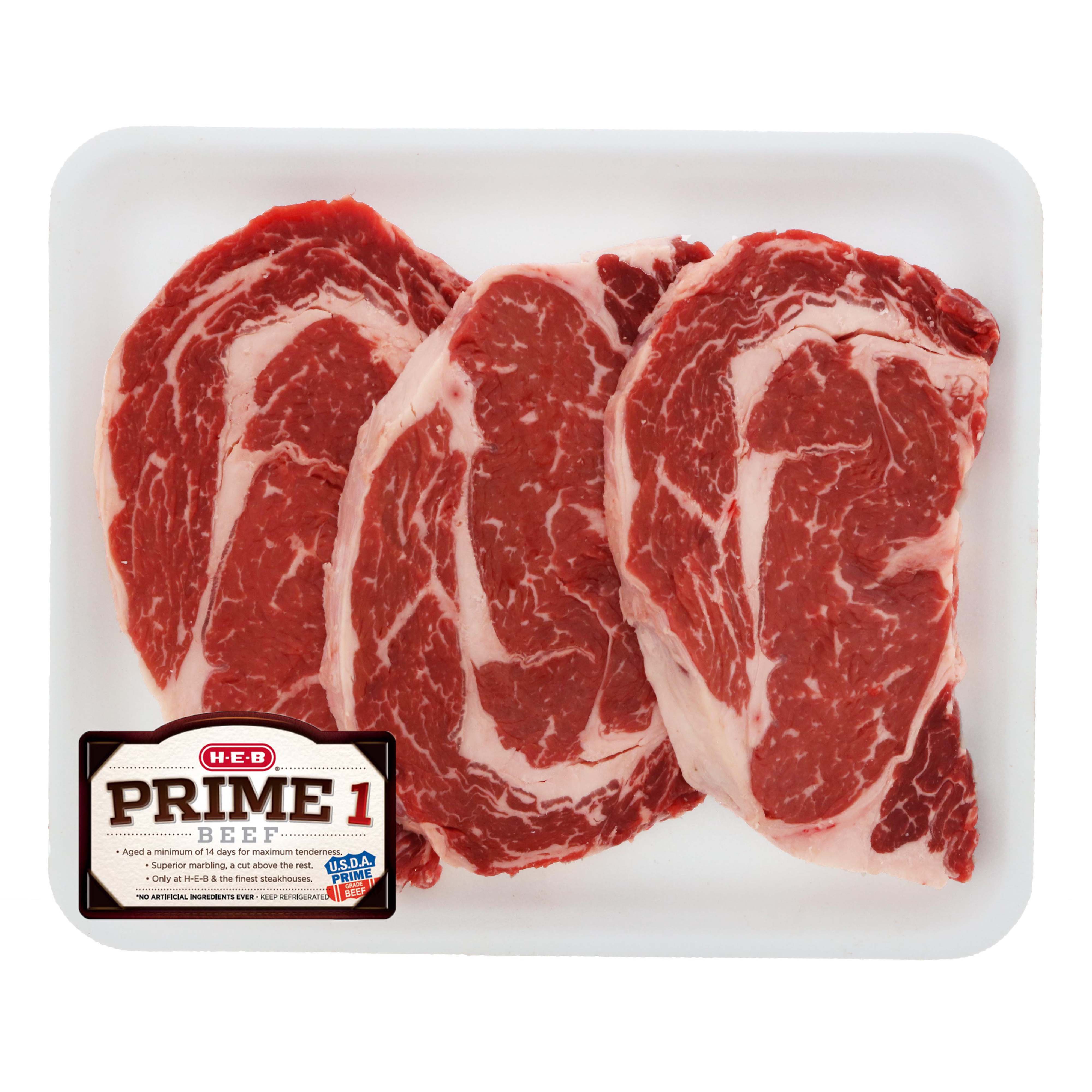 H E B Prime 1 Beef Ribeye Steak Boneless Value Pack Usda Prime 3 4