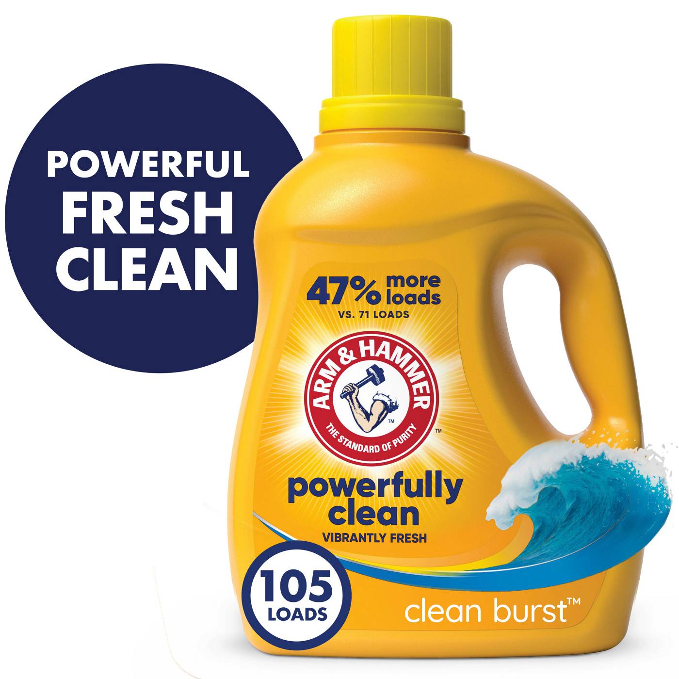 Arm & Hammer Powerfully Clean HE Liquid Laundry Detergent, 105 Loads - Clean Burst; image 3 of 12