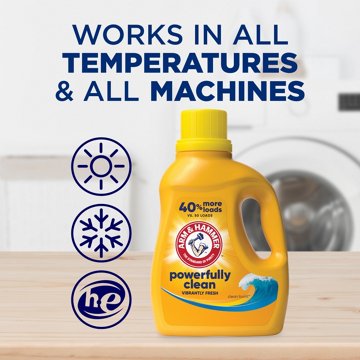 Arm & Hammer Powerfully Clean HE Liquid Laundry Detergent, 110 Loads - Clean Burst
