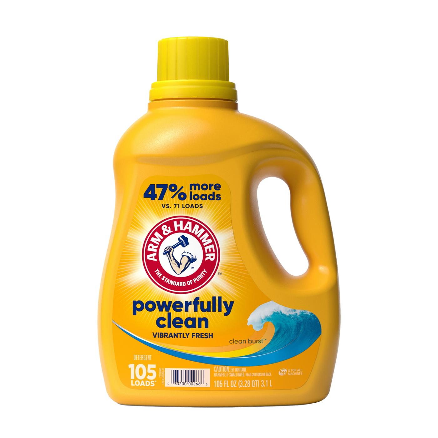 Arm & Hammer Powerfully Clean HE Liquid Laundry Detergent, 105 Loads - Clean Burst; image 1 of 4