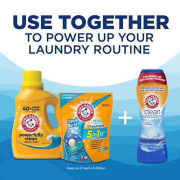 Arm & Hammer Powerfully Clean HE Liquid Laundry Detergent, 110 Loads - Clean Burst