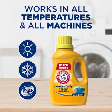Arm & Hammer Powerfully Clean HE Liquid Laundry Detergent, 110 Loads - Clean Burst
