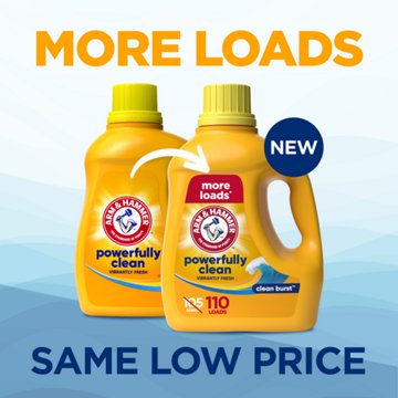 Arm & Hammer Powerfully Clean HE Liquid Laundry Detergent, 110 Loads - Clean Burst