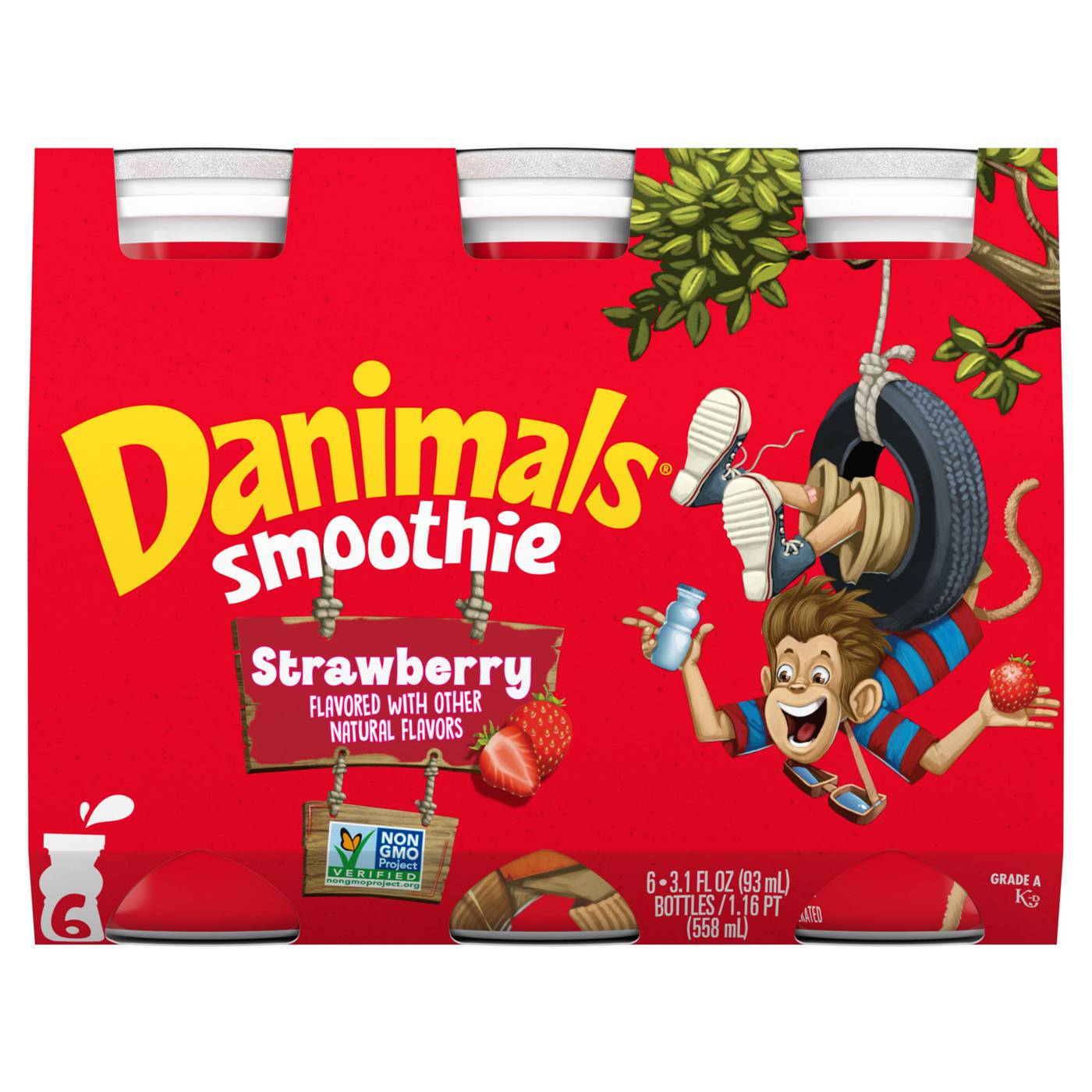 Danimals Strawberry Smoothies 6 pk Bottles; image 1 of 7