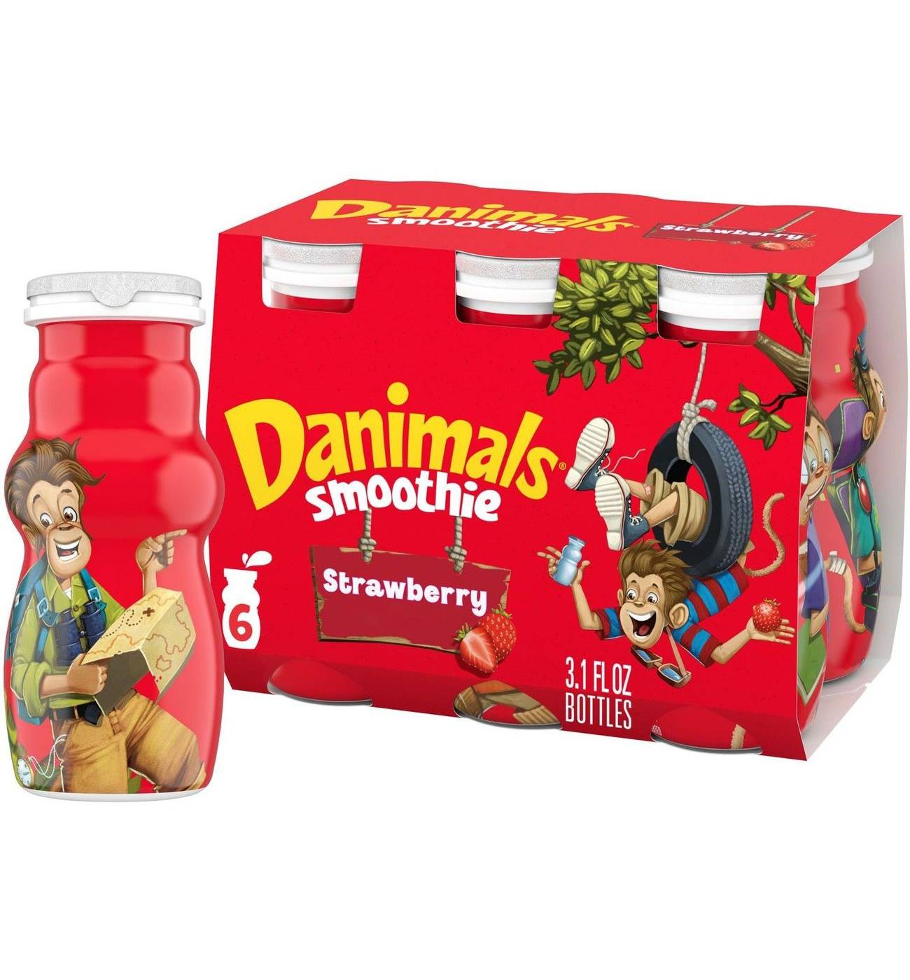 Danimals Strawberry Smoothies 6 pk Bottles; image 1 of 9