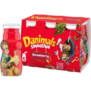 Danimals Strawberry Smoothies 6 pk Bottles, 3.1 oz