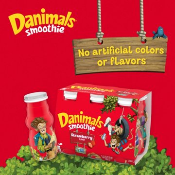 Danimals Smoothie 6 pk Bottles - Strawberry Banana , 3.1 oz