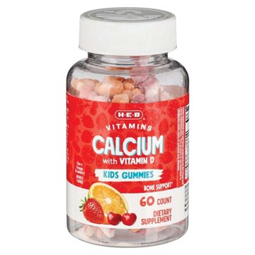 H-E-B Vitamins Kids Calcium with Vitamin D Gummies - 110 mg, 60 ct