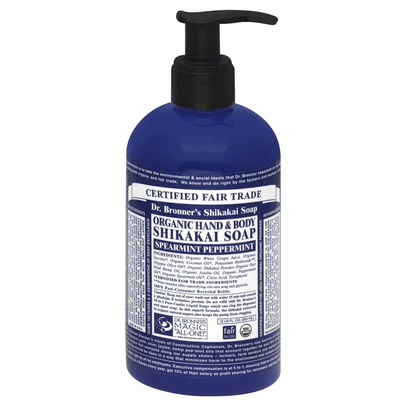 Dr. Bronner's Organic Hand & Body Shikakai Soap Spearmint Peppermint