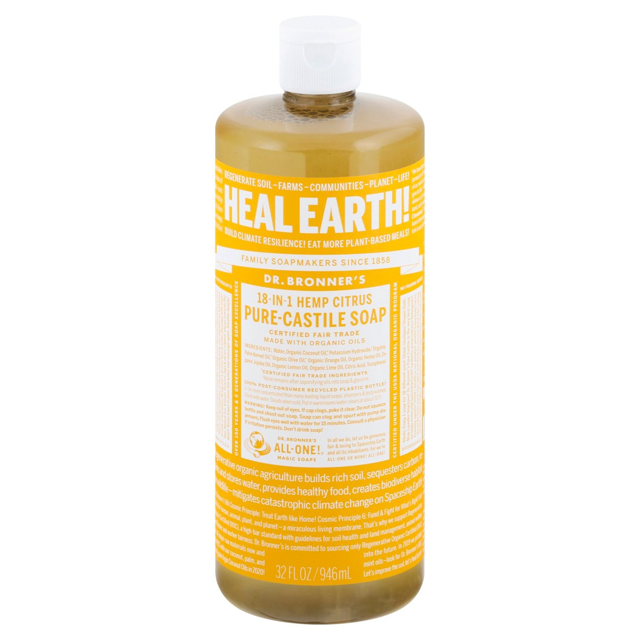 Dr. Bronner's 18-in-1 Hemp Citrus Orange Pure-Castile Soap - Shop