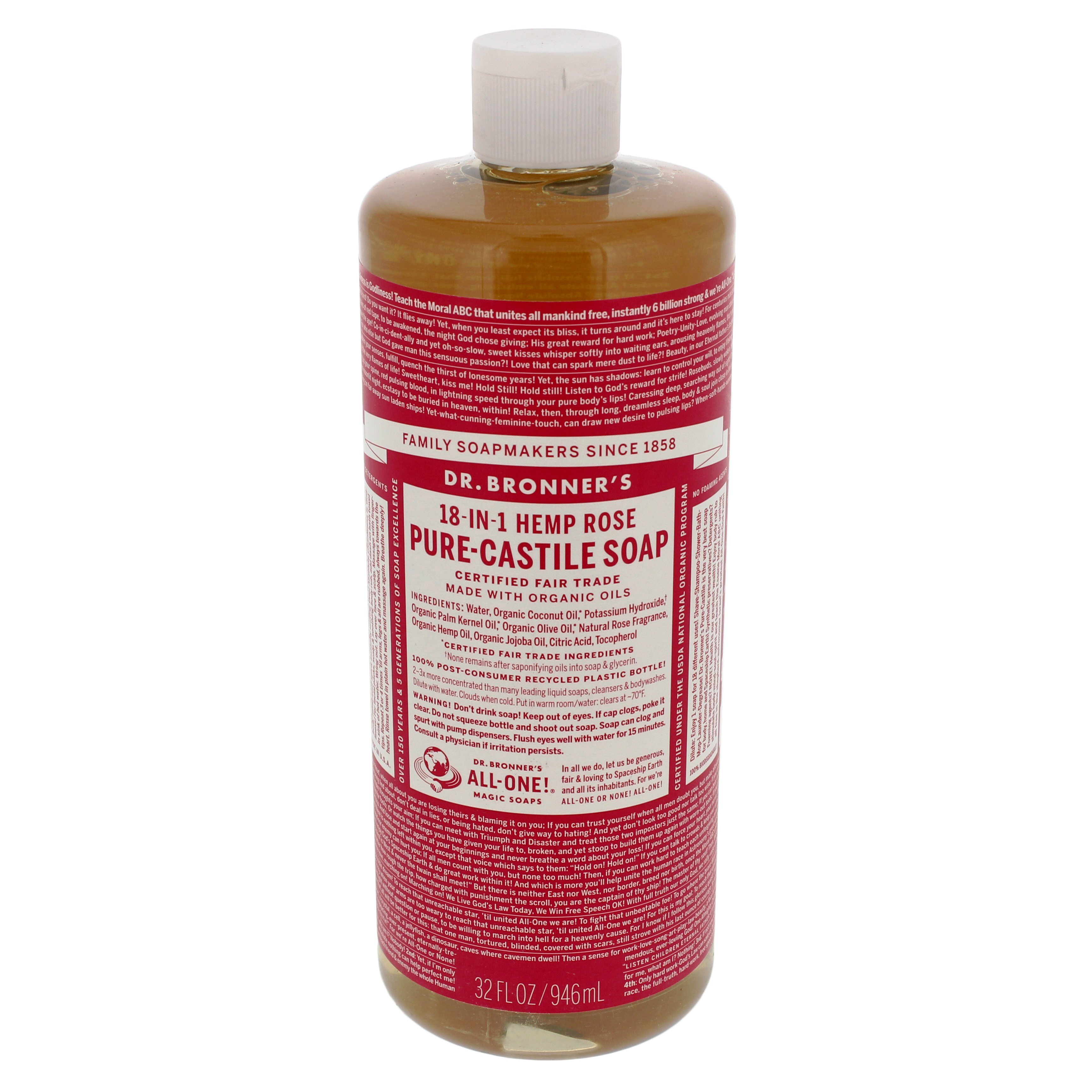 Dr. Bronner's 18in1 PureCastile Soap Hemp Rose Shop Body wash at HEB