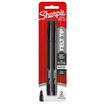 Sharpie Fine Point Felt Tip Pens - Black Ink, 2 pk