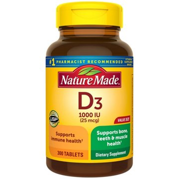 Nature Made Vitamin D3 25 mcg (1,000 IU) Tablets