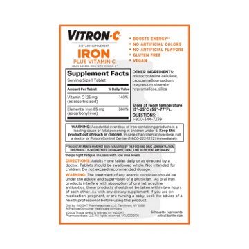 Vitron-C Iron Supplement Plus 125 mg Vitamin C, 60 ct