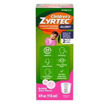 Children's Zyrtec 24Hour Children's Allergy Relief Syrup, Bubble Gum
