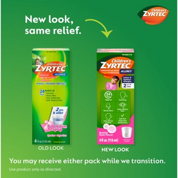 Children's Zyrtec 24Hour Children's Allergy Relief Syrup, Bubble Gum
