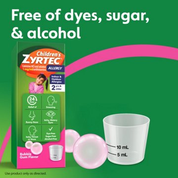 Children's Zyrtec 24Hour Children's Allergy Relief Syrup, Bubble Gum