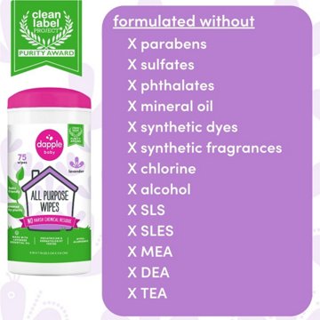 Dapple Baby Fragrance Free All Purpose Cleaning Wipes, 75 ct