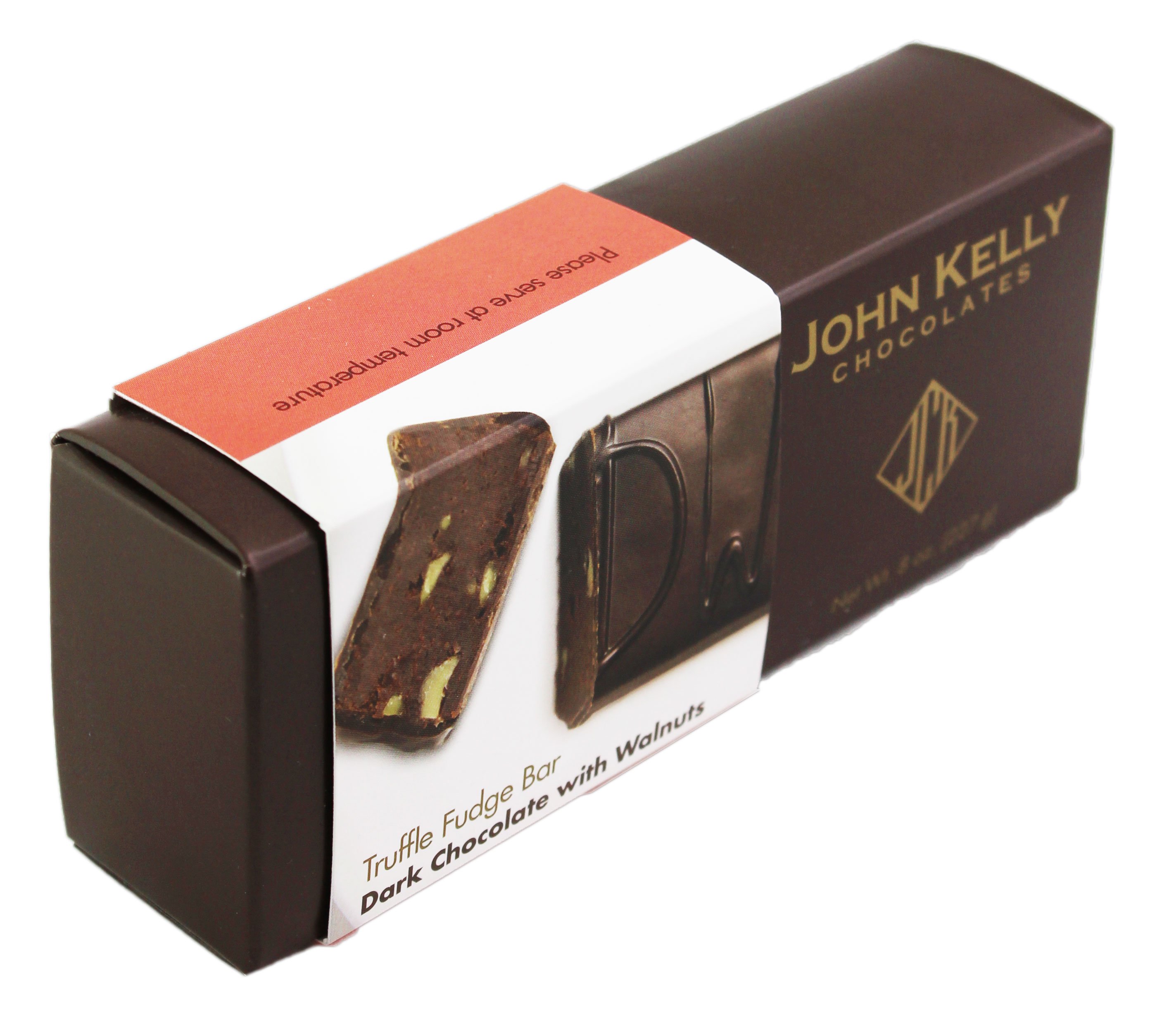John Kelly Chocolates Dark Chocolate Truffle Fudge Bar with Walnuts