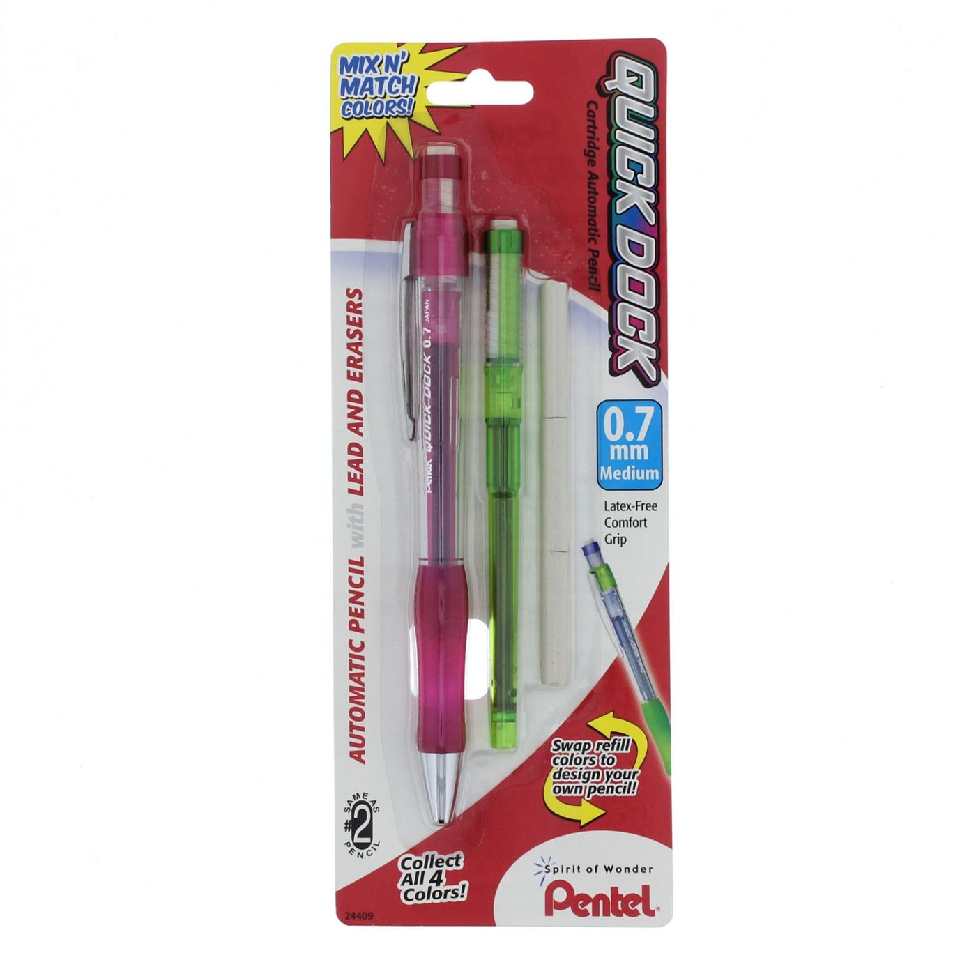 Pentel Quick Dock Colors Mechanical Pencil with Refill Lead and Erasers; image 2 of 4